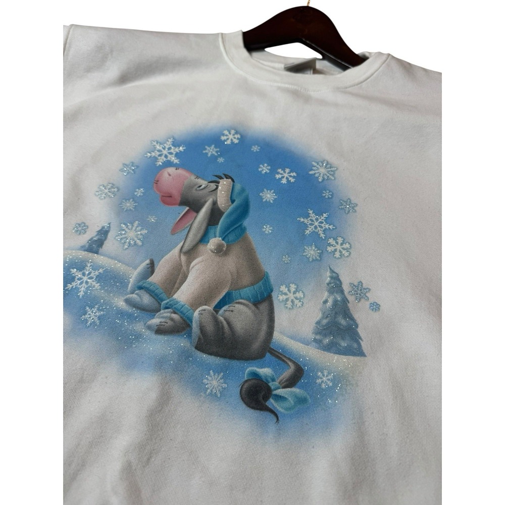 Vtg Disney Eeyore‎ Winnie the Pooh Winter Crewneck Sweatshirt Pullover Medium - Picture 3 of 4